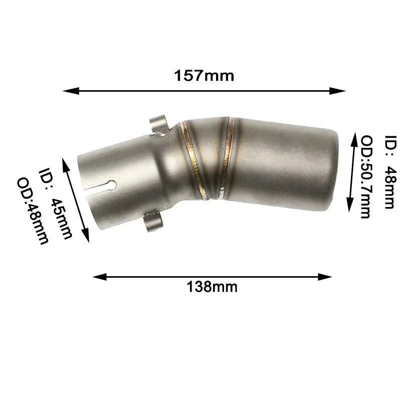 For CFMOTO 450SR 450 SR 2022 2023 Motorcycle Exhuast Middle Link Pipe Connect 51mm Motorcycle Escape Exhaust Muffler Pipe
