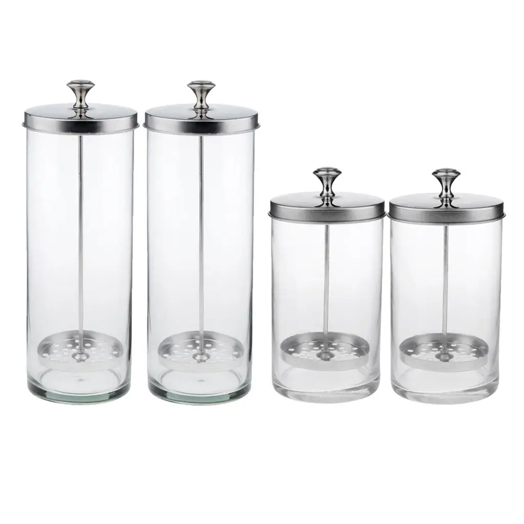 

4x Glass Sanitizing Jar Container for Barber Combs Tools S+L