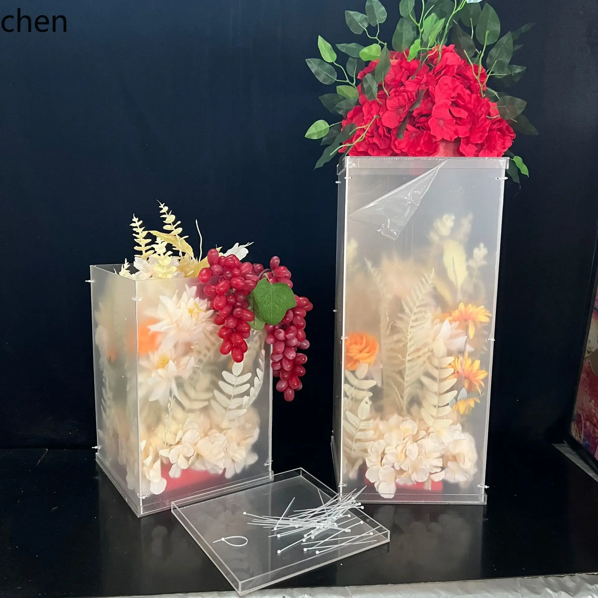 H1 new wedding props square acrylic aisle markers wedding banquet hall stage decoration hotel table floral stand decor