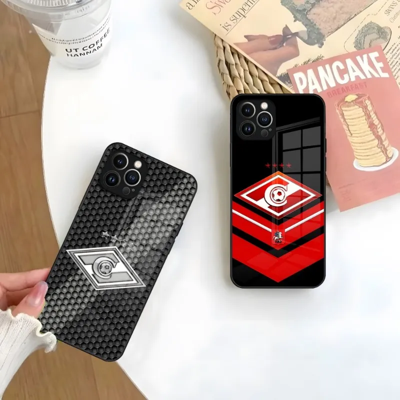 Russian Spartak Moscow Football Phone Case For Iphone 14 Pro Max 13 12 11 Mini X Xr Xs 8 7 Puls 6 Toughened Glass