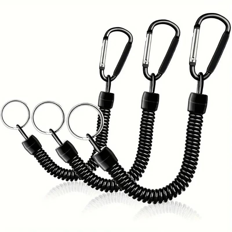 3P Spring Coil Keychains,Retractable Wrist Strap Safety Rope,8.46