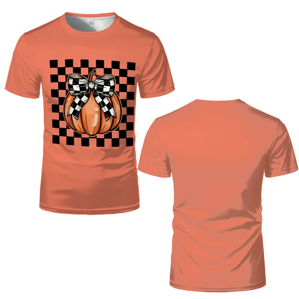 Camiseta de manga corta con estampado de castillo de calabaza, divertida, para fiesta de Halloween, informal, moderna, de secado rápido, transpirable, unisex.