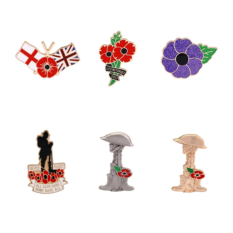 Red Poppy Pins Women Men New Flowers Brooch Pins Remembrance Day Veterans Day Memorial Day Boutonniere Pin Accessories