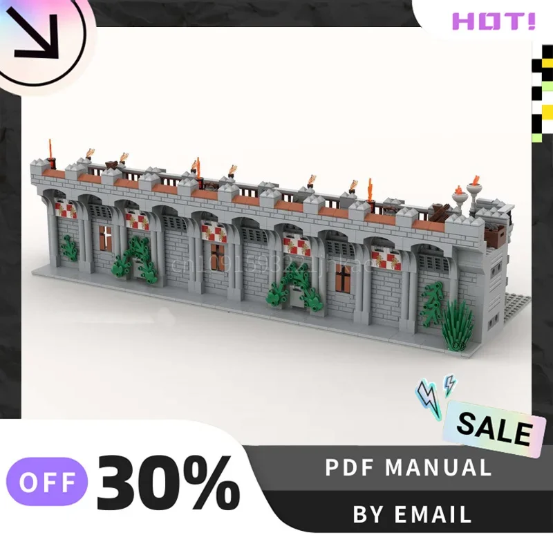 [1634PCS] Angepasst MOC Schloss Wand Kreative Bausteine Set STEM Pädagogisches Spielzeug DIY Bau Modell Kit Geburtstag geschenk
