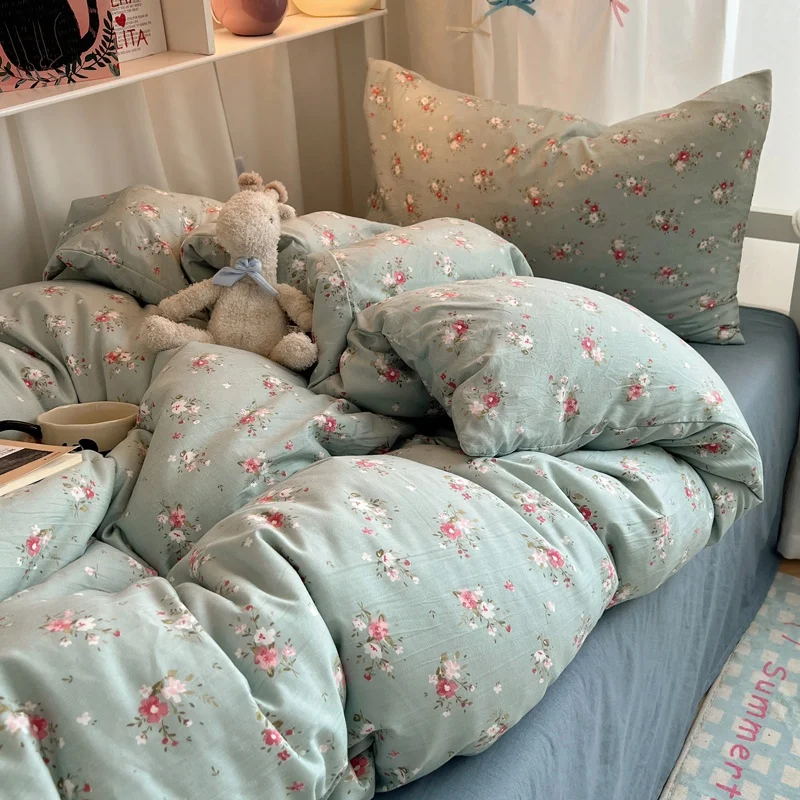 Bettwäsche-Set, doppellagiges Garn, INS, für Mädchen, Pilz, weiche gewaschene Baumwolle, Bettlaken, Queen-Size-Bett, Bettwäsche-Set, Kissenbezug, Bettlaken – Detail 10