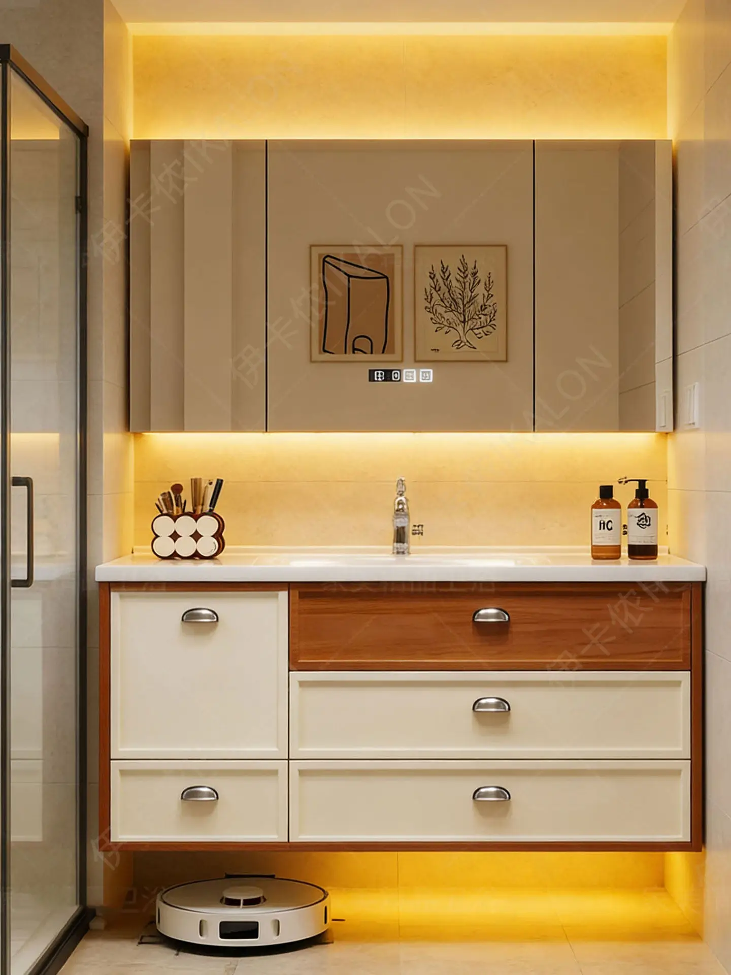 DSA retro pull basket hair dryer bathroom cabinet antique ceramic integrated hand washbasin bathroom cabinet