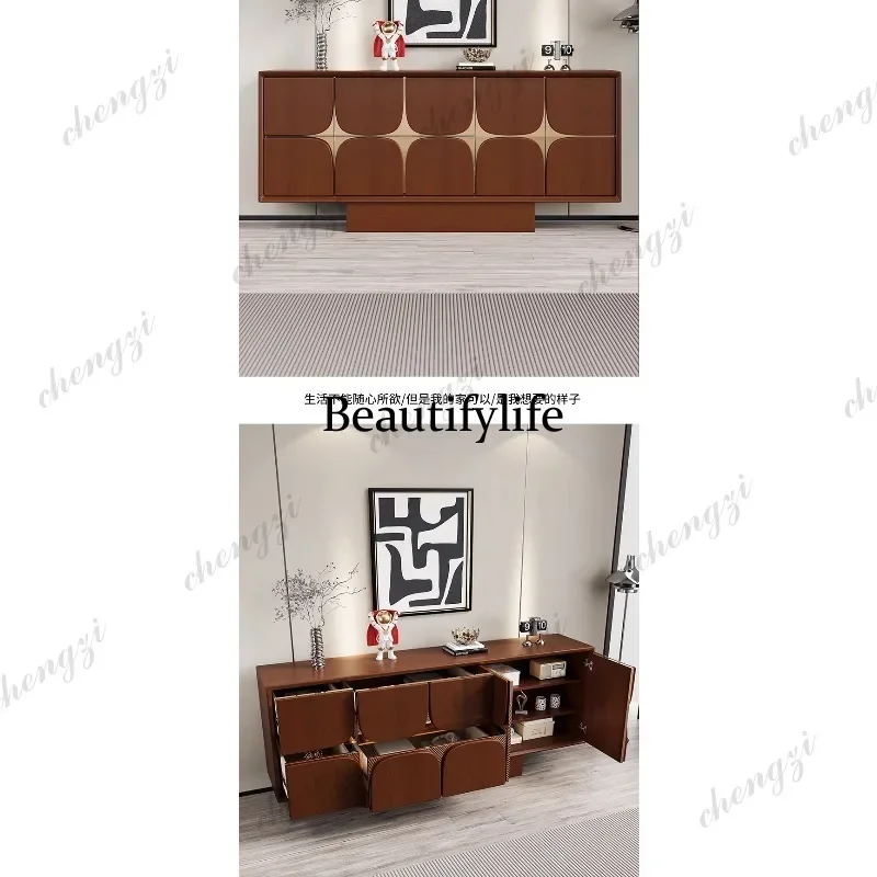 D1089 Italian light luxury door cabinet modern minimalist solid wood decoration storage dining side cabinet bedroom bedside cabi - view 6
