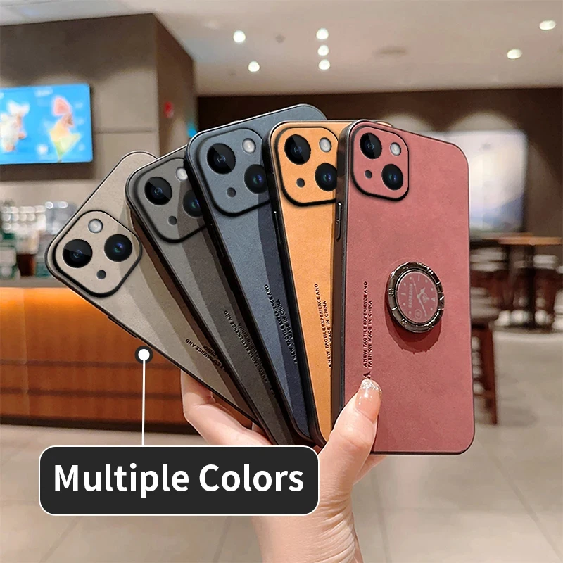 Case For OPPO Reno 12F Luxury Leather Ring Bracket Camera Protection Cover For OPPO Reno 12F Shockproof Bumper