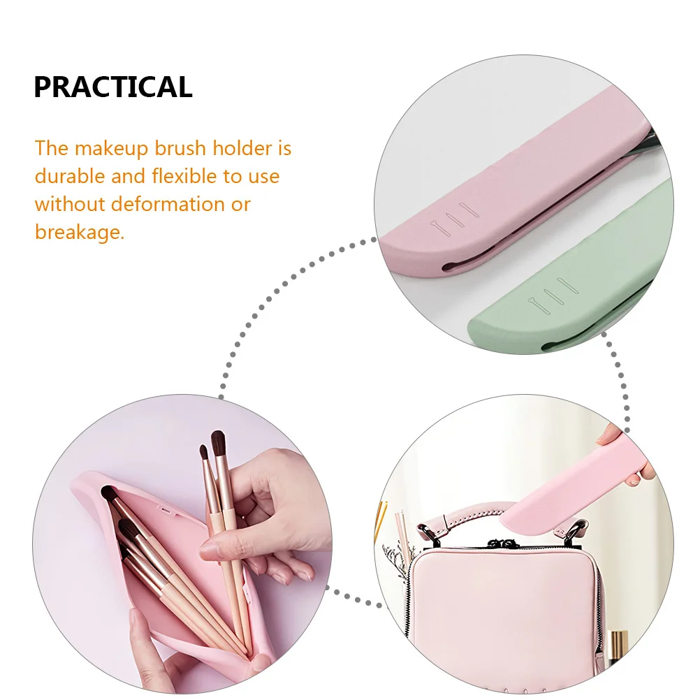 

Silicone Makeup Brush Organizer Portable Holder Magnetic Closure Travel Makeup Brush Case Beauty Tool Storage