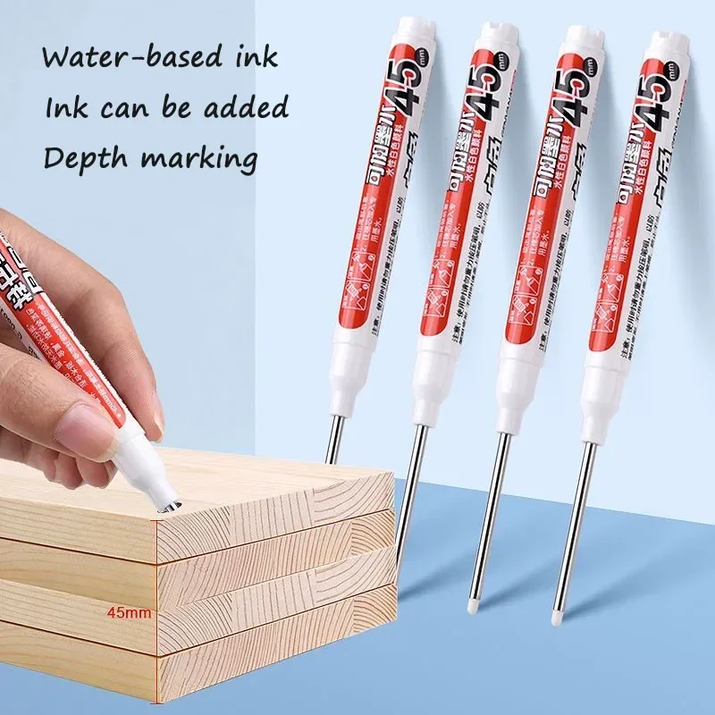 7/8/9/10PCS White Water-Based Long-Tip Marker, 45MM Multi-functional Deep Hole Marker Pens, 1.0MM Fiber Nib