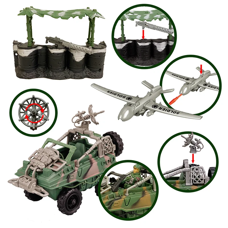 DIY Special Army Forces Toys With Amphibious Vehicle Aircraft Military Weapon Parts Camouflage Soldiers Play For Kids Boy Gifts