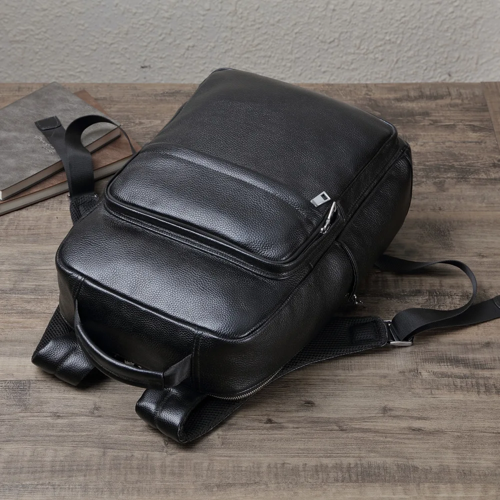 New Genuine Leather Outdoor Travel Men's Top Layer Cowhide Business Trip Laptop Backpack Schoolbag School Bags For Teenagers