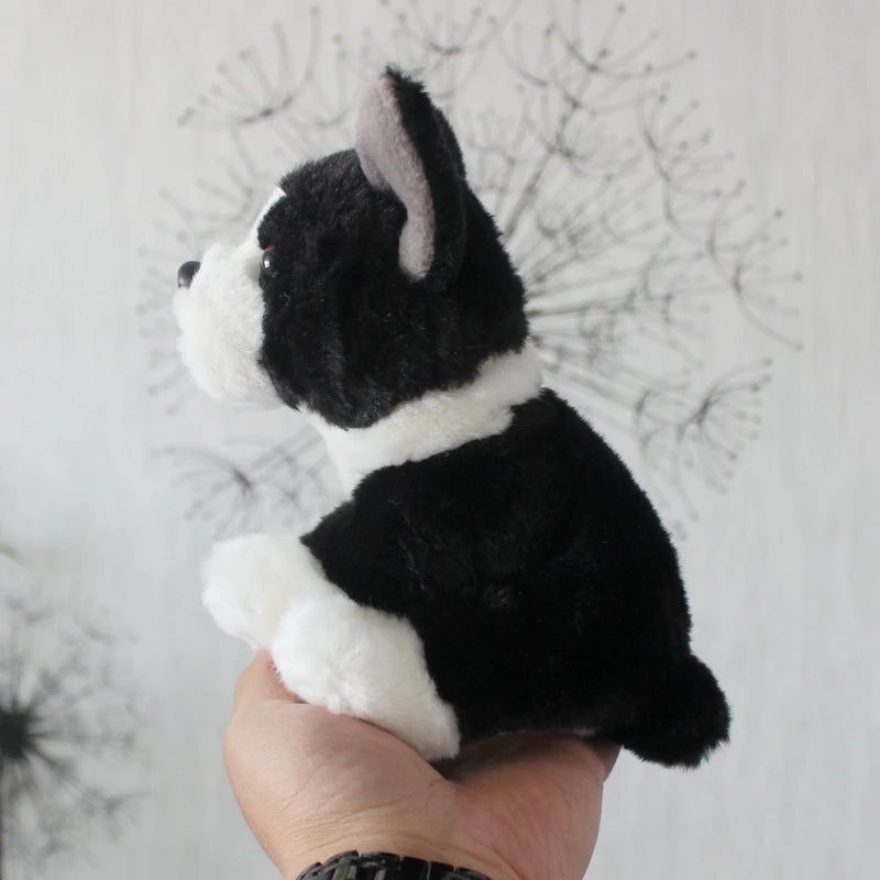 Simulated Animal French Bulldog Dog Puppy Boston Terrier Family Farm Pet Wild Nature Model Plush Toy Stuffed Doll Girl Boy Gift