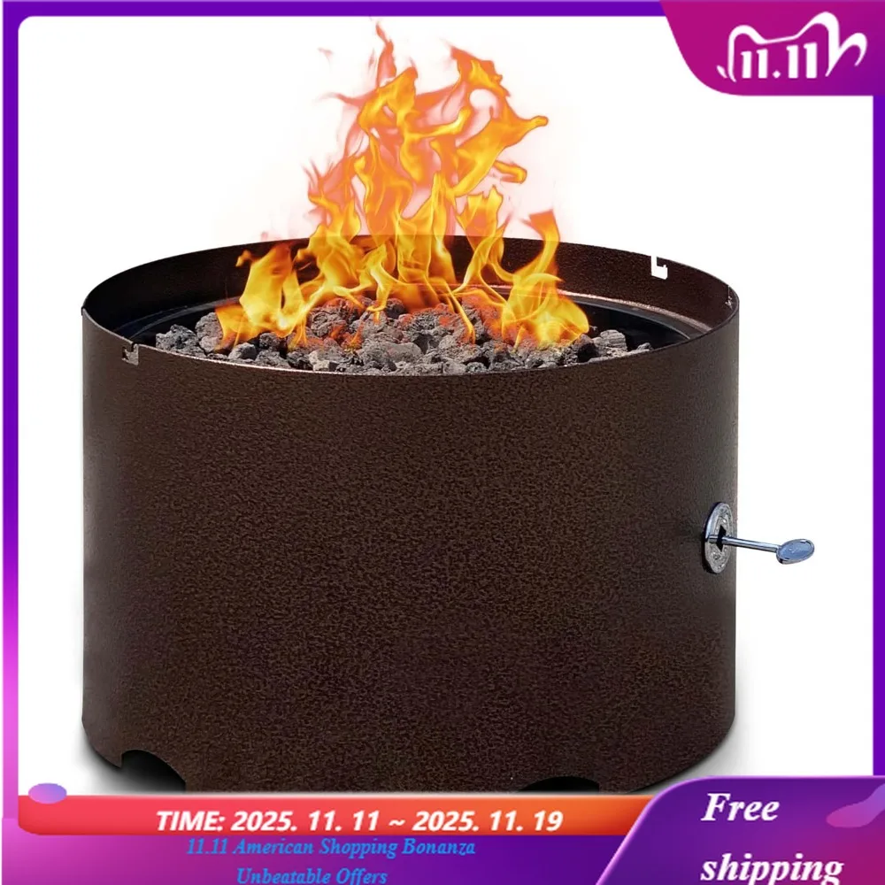 

20" Heavy-Duty Portable Propane Fire Pit with Solid Steel Lid for Camping And Outdoor Recreational Use