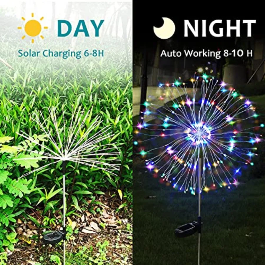 Solar Firework Lights, Lighting Modes Solar Lights Outdoor Waterproof for Garden Patio Walkway Pathway Party Wedding Christmas - view 5