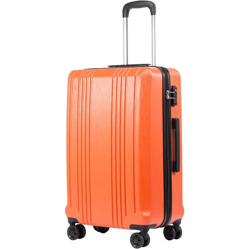 Luggage Suitcase PC+ABS with TSA Lock Spinner Carry on Hardshell Lightweight 20in 24in 28in(orange, S