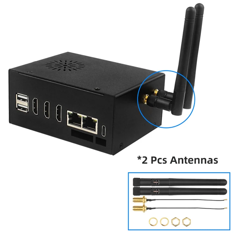 

X62A_For Orange Pi 5 Plus Metal Case with Cooling Fan Heat Sink 2 Antenna
