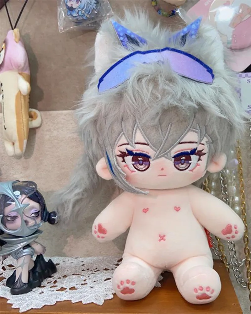 Honkai-Figurine de Dessin Animé en Peluche de 20cm pour Enfant, Jouet Mignon en Coton, avec Motif de Monstre Loup Argenté, Chiot, Idéal comme Cadeau de Cosplay