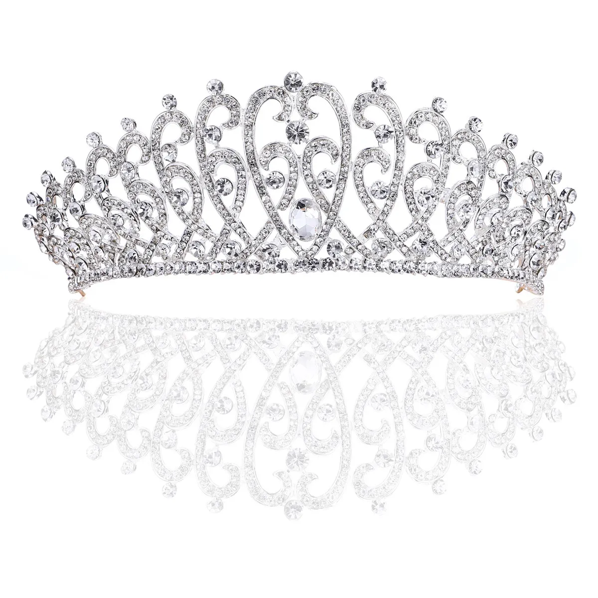 Princess Crown Bridal Headdress Rhinestone Crystal Alloy Crown for Wedding Ceremony Party Prom Evening Photography Gift Noble