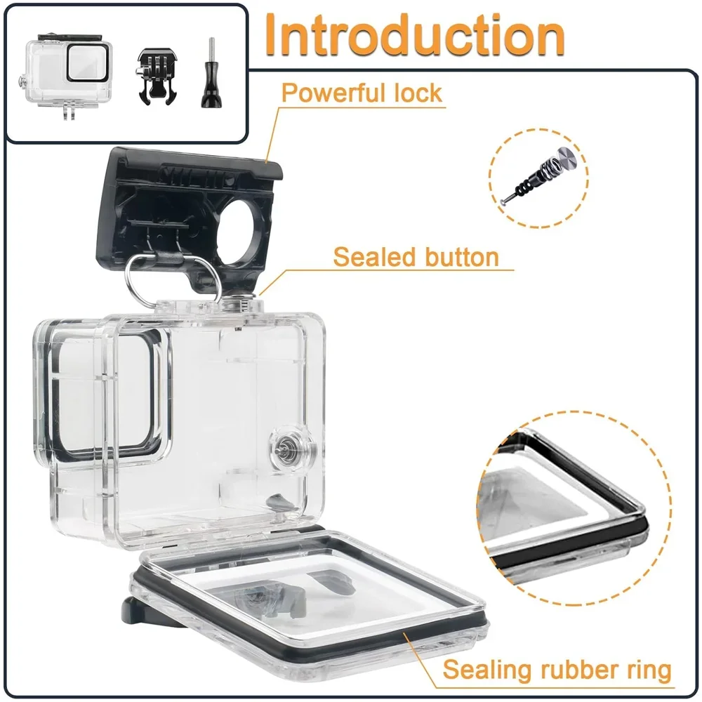 防水ハウジングケース保護水中 40 メートルダイビングシェル GoPro ヒーロー 5 6 7 ブラックアクションカメラアクセサリー
