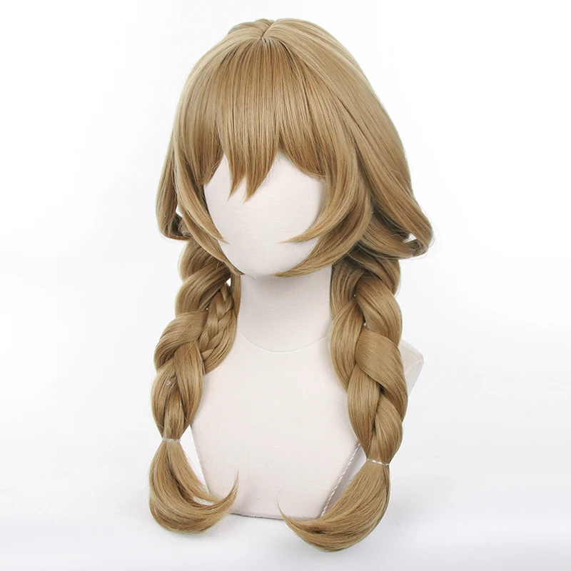 Anime Genshin Impact Lisa Peruca, Cabelo Trançado Marrom, Gradiente Cosplay Peruca, Perucas Cap