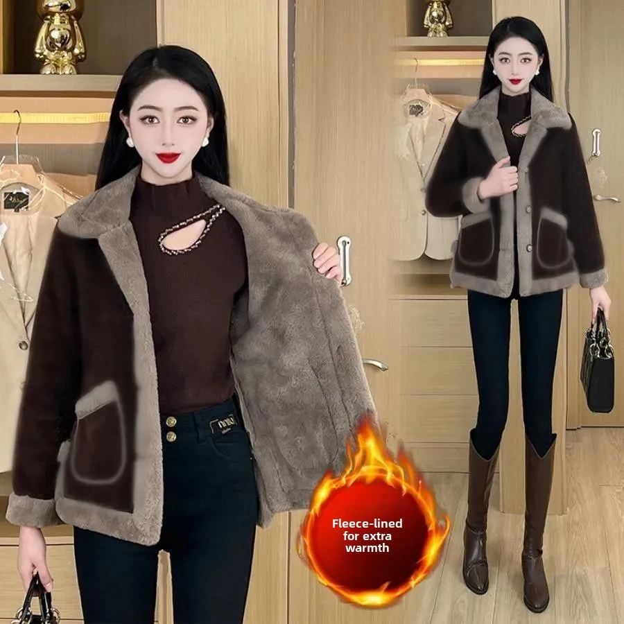 الراقية Fce مبطنة معطف الصوف Thiened ort Sli الخريف الشتاء المرأة Faion الدافئة القطن Jaet الوقوف طوق طويل...