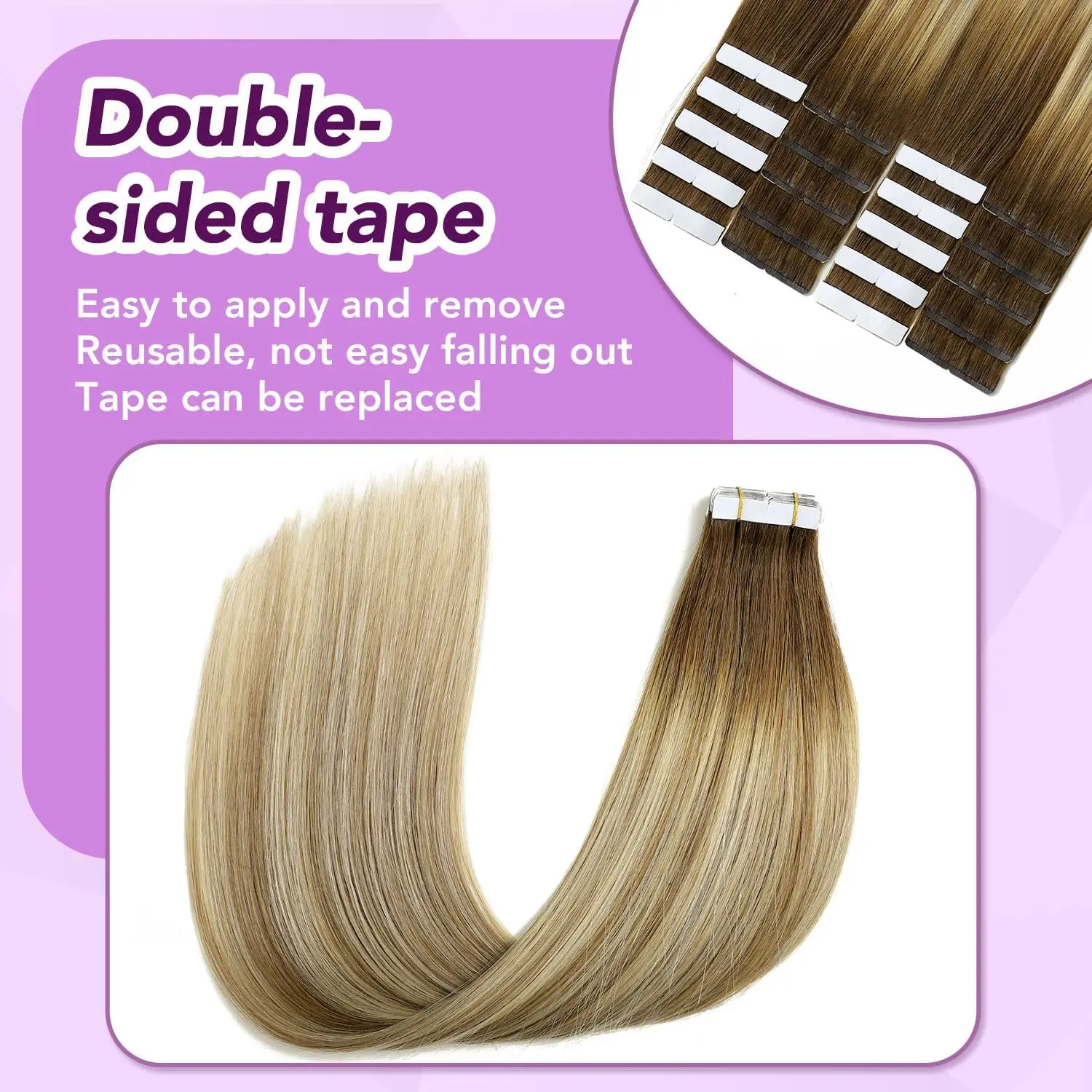 10A Grade Remy Virgin Balayage Color Brazilian Hair Tape in Extensions Origin Price 14-24inch in Stock