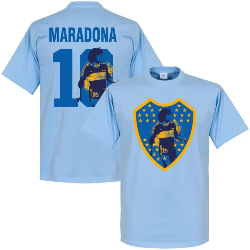 Boca Juniors Maradona Edição Comemorativa Masculina camiseta com gola redonda, camiseta 3D infantil, secagem rápida, respirável, esportiva, 2024