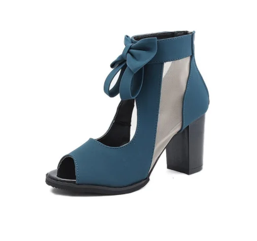 New Summer Women Lace Ankle-Wrap Sandals Casual Zip Open Top Ladys Sandals Chunky Heels Plataformas Mujer Sandalias plus35-43
