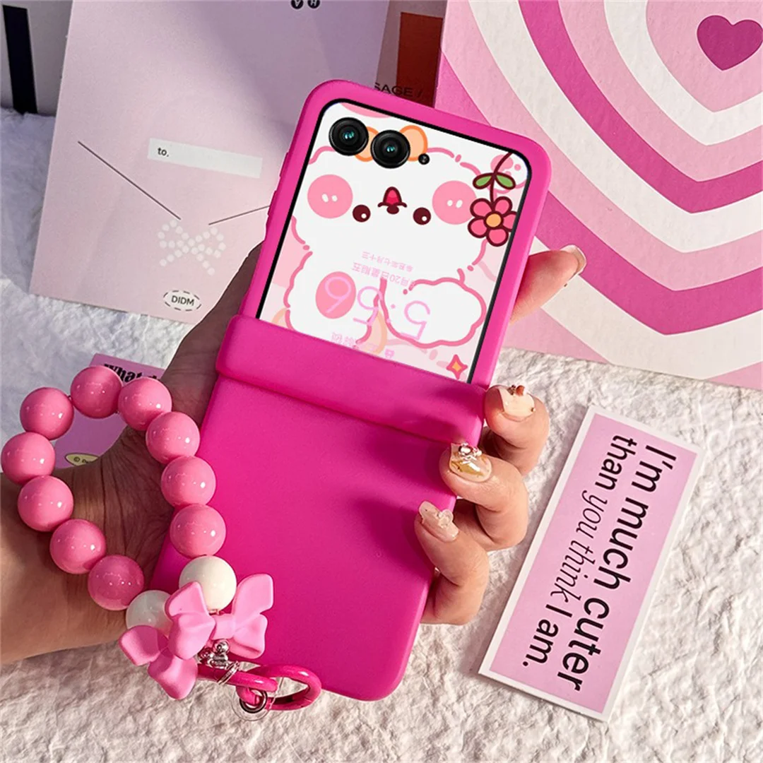 

Korean Luxury Rose Bow Solid Color Phone Case for Motorola Razr 50 50 Ultra Razr 2024 Razr Plus 2024 Shockproof Back Cover