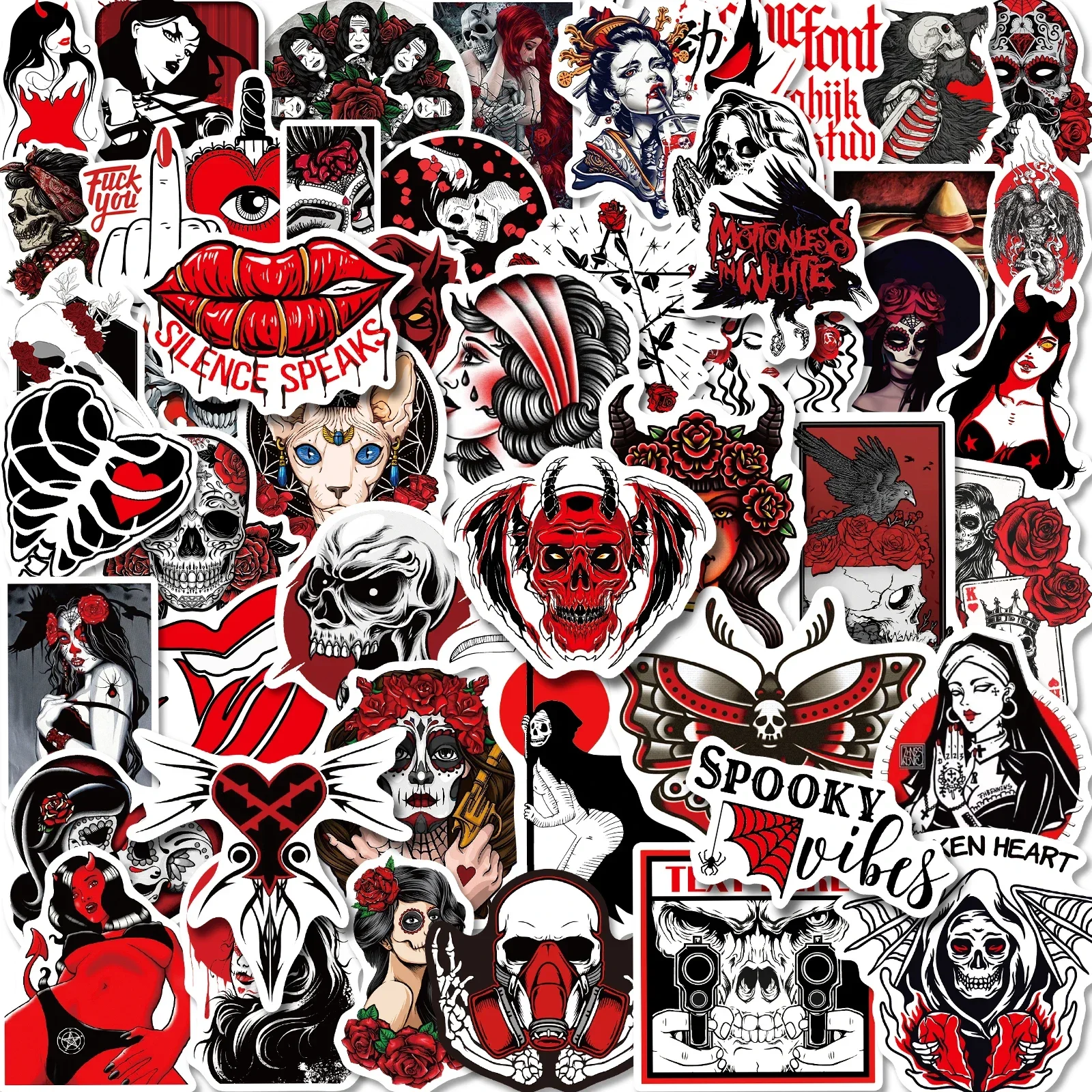 Cool Horror Skull Stickers Gothic Decals Waterproof for Phone Skateboard Guitar Laptop Car Motorcycle Helmet Decals Graffiti Toy