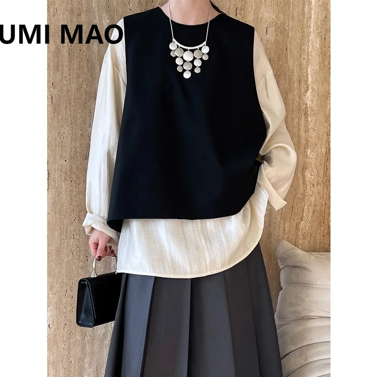 UMI MAO Back Split Blazers Vest Women's Spring New Style Simple Fashionable Exquisite Quiet And Luxurious Layering Clothing Top