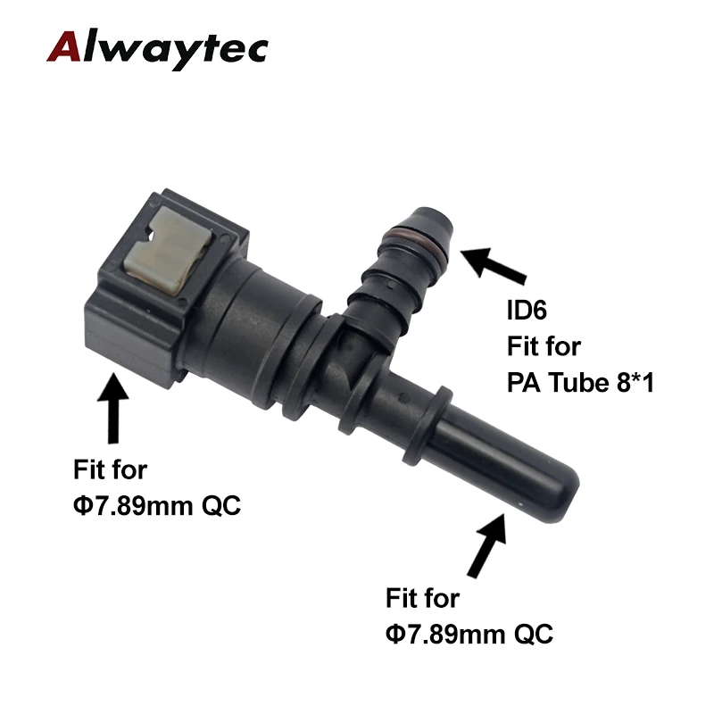 7.89 ID6 Car Fuel Quick Hose Connector Tee Joint Fuel Pipe Coupler Quick Connect Rubber Nylon Oil Tube Adapter