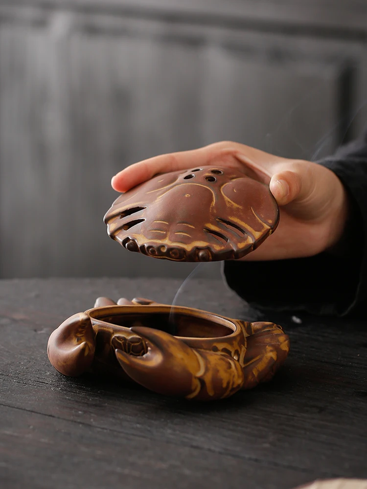 Chinese Style Creative Auspicious Crab Ornaments Ceramic Tea Pet Decoration Tea Set Crafts Indoor Entrance Home Office Jewelry