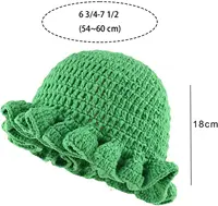 Solid Color Hand Knitted Knit Hat in Bohemian Style with Hollowed Out and Ruffled Design Bucket Shaped Fisherman's Hat 3