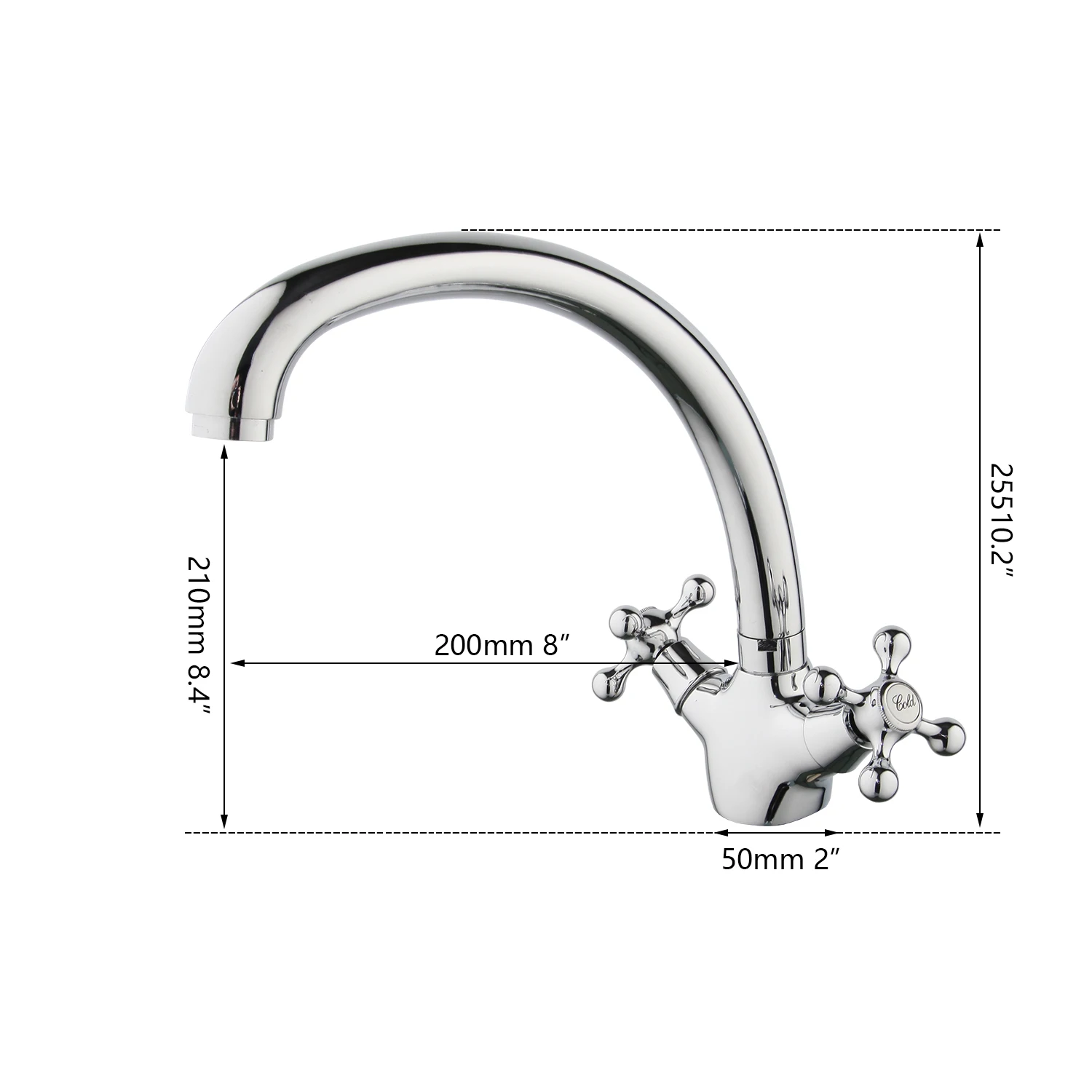 KEMAIDI Chrome Finished Kitchen Sink Faucet Double Handle Hot and Cold Water Mixer Tap Deck Mounted Torneira Cozinha