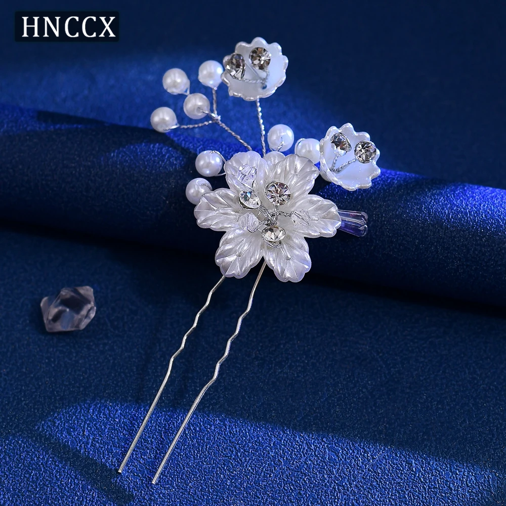 HNCCX Pearl Crystal Bride Hair Combs Headdress Wedding Crown Hair Pins Hair Accessories Elegant Women Flower Hair Pins Set CP755