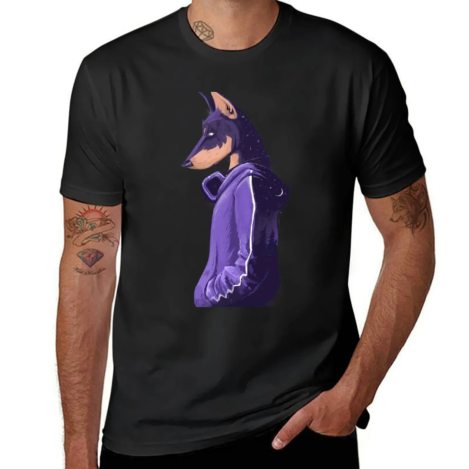 Night doberman T-Shirt Short sleeve tee plus sizes anime clothes Blouse mens cotton t shirts