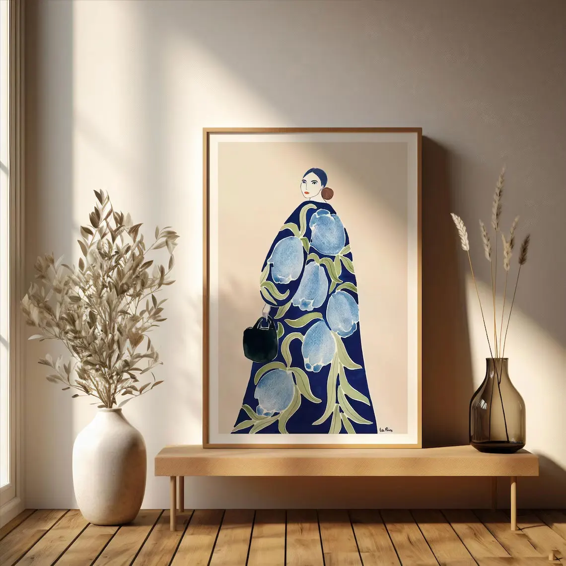 Arte de pared vintage, póster de La Poire Turquoise Coat, arte de pared imprimible estilo Art Deco, decoración de pared elegante, arte digital para el hogar