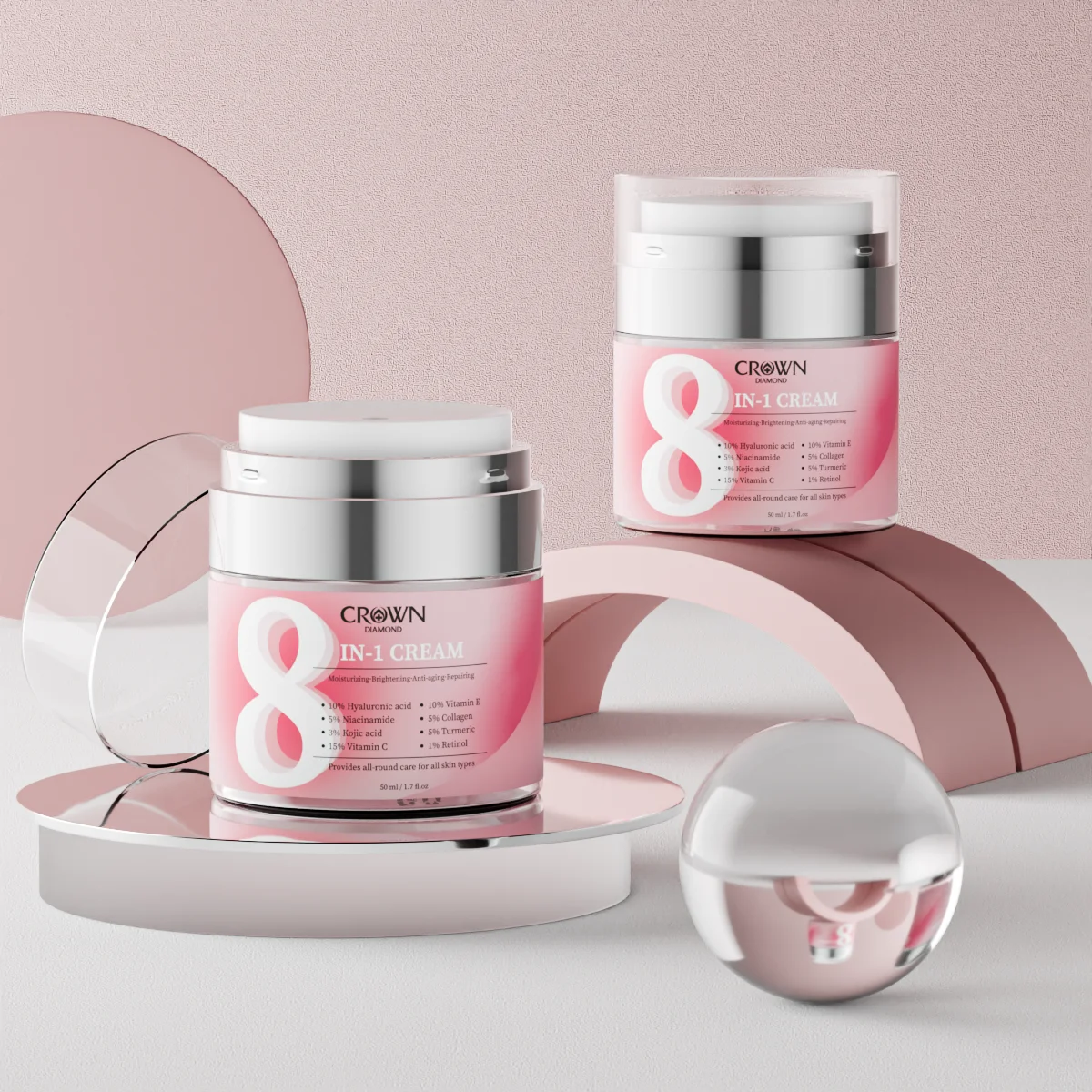 

8 in 1 Nicotinamide Cream Vitamin C Hyaluronic Acid Fast-Absorbing Soft Emulsion Deep Nourishment Hydrating For All Skin Type