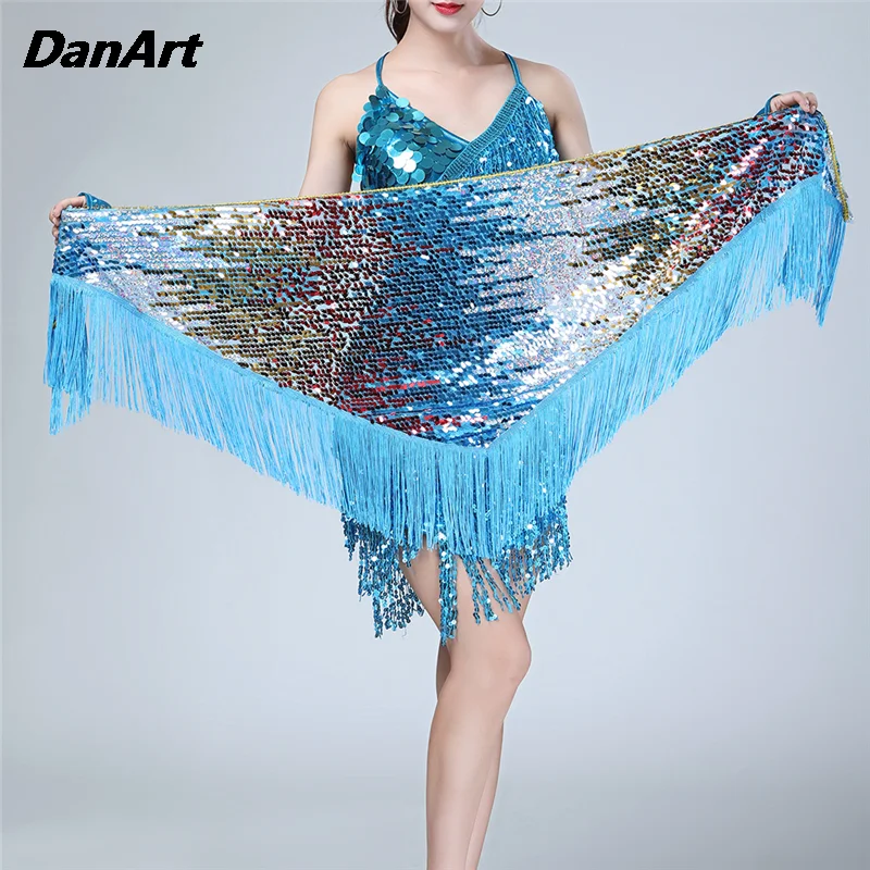 

Womens Sequin Tassel Belly Dance Hip Scarf Carnival Party Stage Performance Rave Belt Waist Chain Wrap Indain Costume Mini Skirt