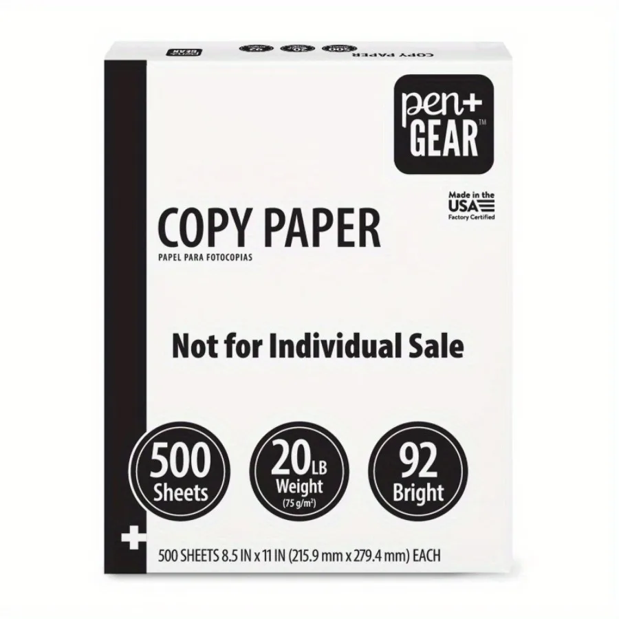 Papel de cópia 8,5x11" 92 Brilho 20 lb Branco - 8 Ream Box (4000 folhas) para impressão de alto volume e uso em escritório.