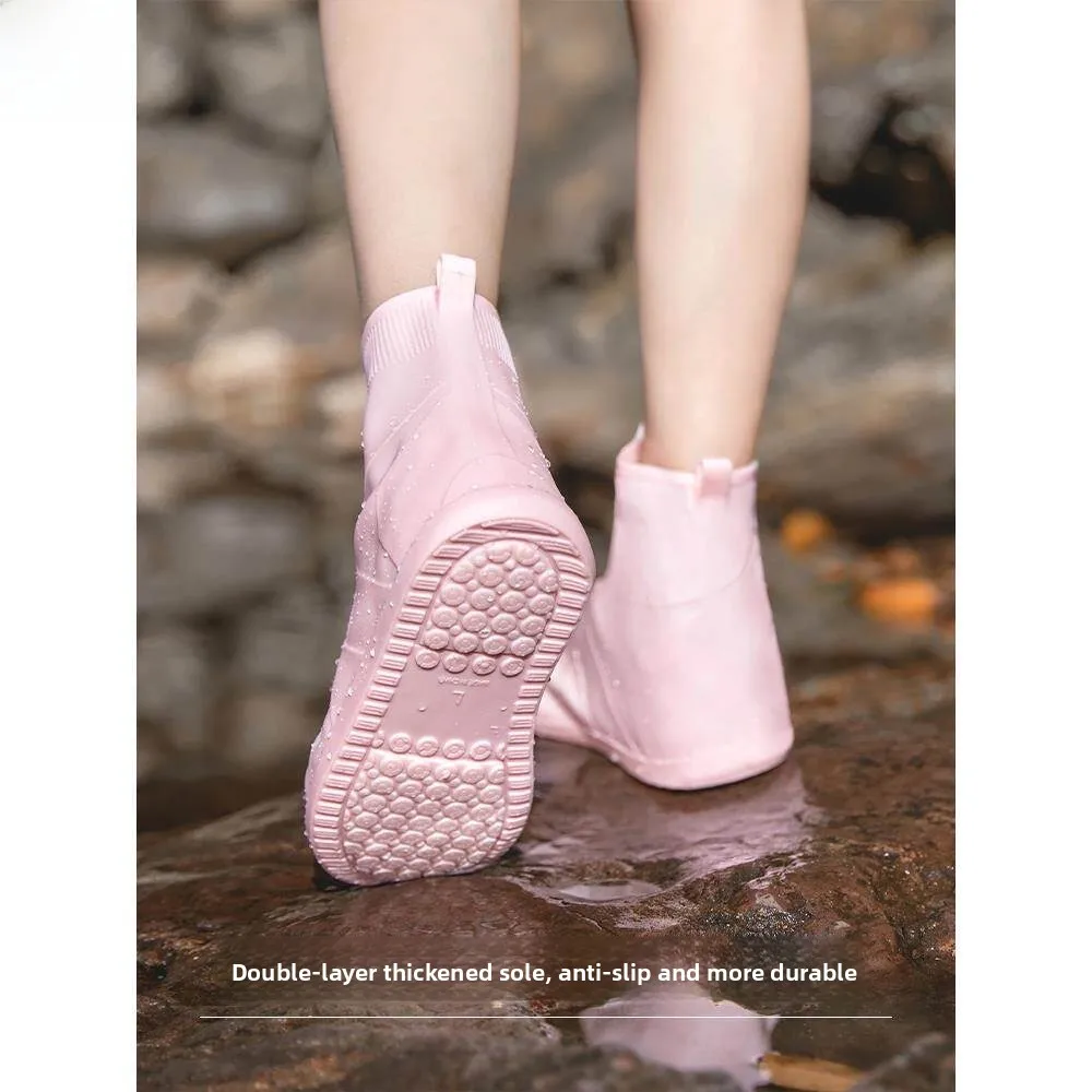 

Waterproof Silicone Shoe Covers Men's Thin Women's Spring Autumn Macaron Color Mid-Calf TPE Material Shoe Covers