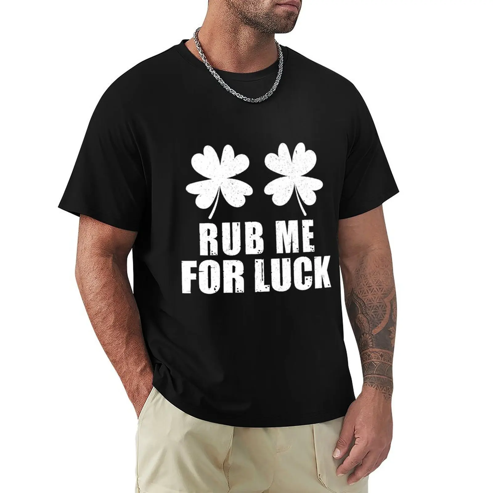Womens Rub Me For Luck Shamrock Boobs St Patrick's Day Party T-Shirt man t shirt cotton high quality T-Shirt