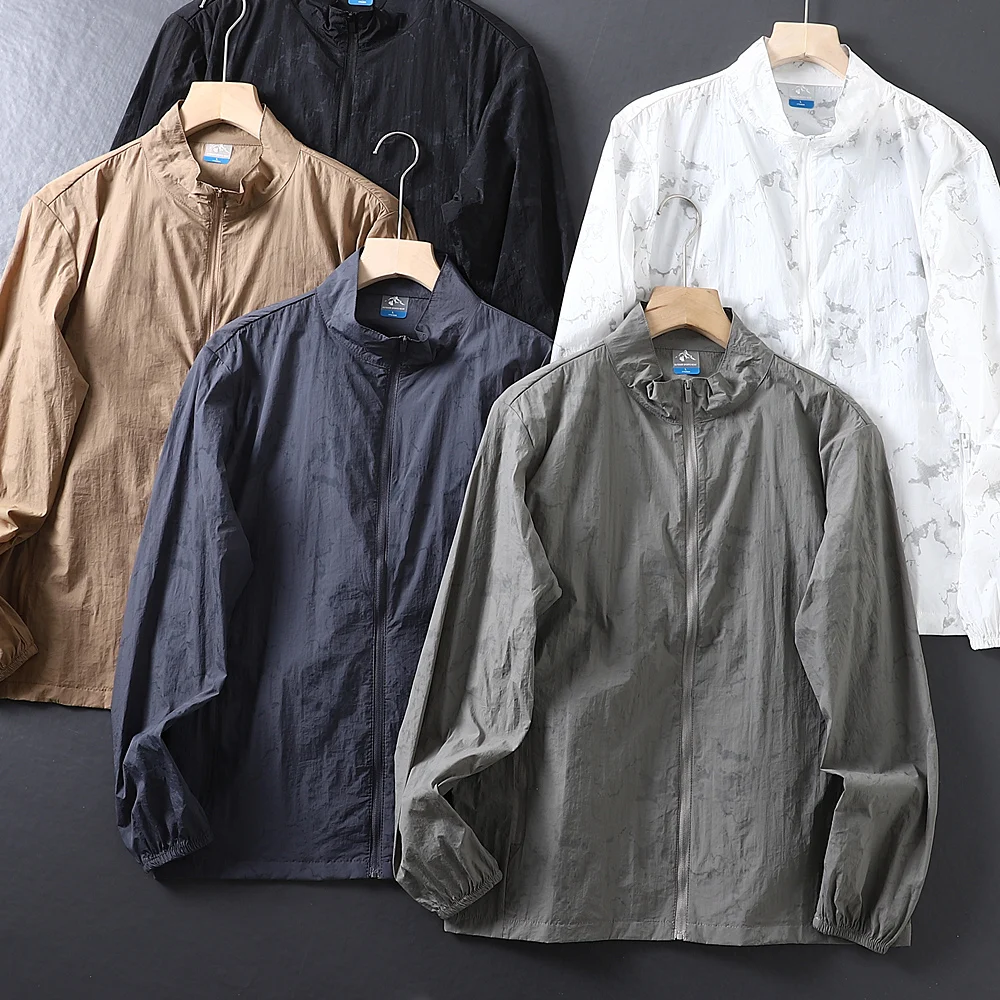 

Мужская камуфляжная солнцезащитная одежда, легкая повседневная летняя верхняя одежда Qui Dry Ice Silk Skin irt Faionable Urban ...