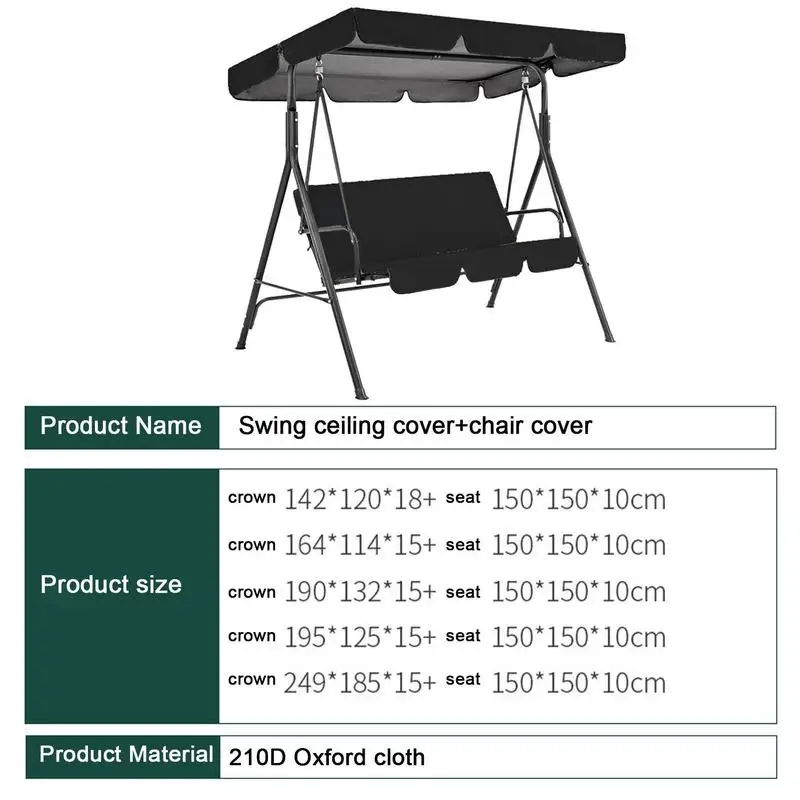 Zewnętrzny baldachim do huśtawki Wymienny baldachim do krzesła 210D Tkanina Oxford Wiatroodporny pokrowiec Baldachim do huśtawki na werandzie Ogród
