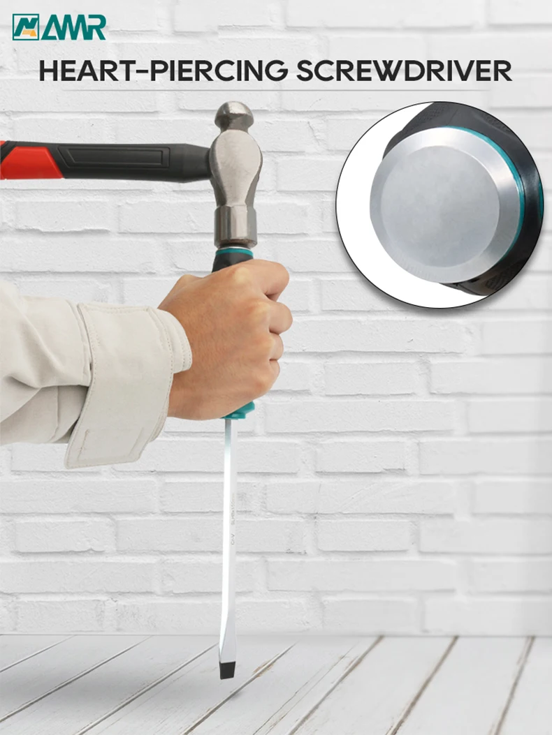 AMR 1 Stück Kreuzschlitzschraubendreher mit Magnetismus Schlitzschraubendreher 58HRC Chrom-Vanadium-Stahl mit Wasserhahnfunktion – Detail 10