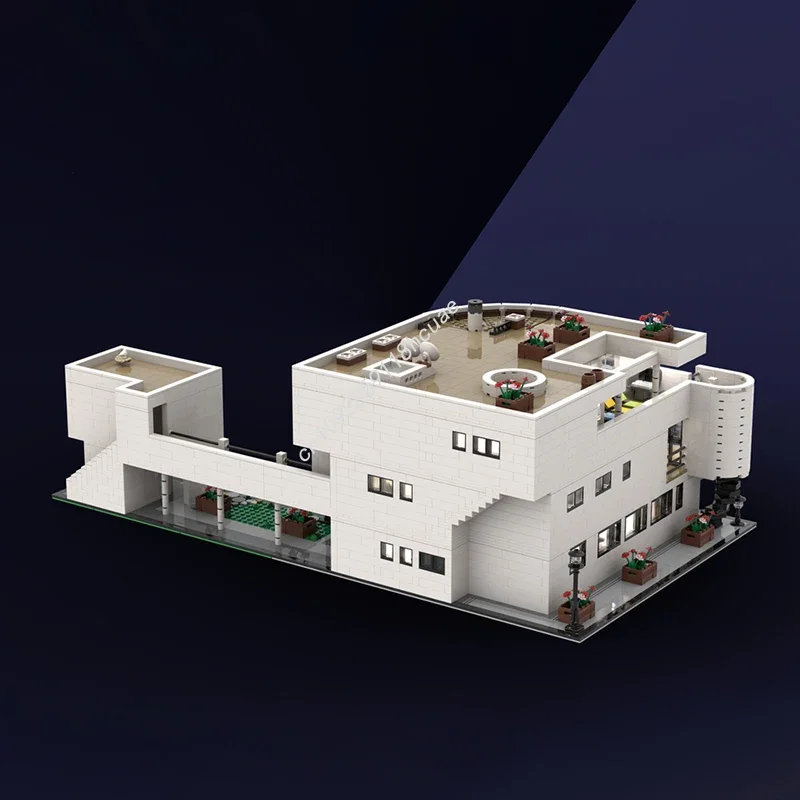 5128pcs MOC Saltzman House Of Richard Meier Modular Buildings Building Blocks Festival Gift Critical Thinking Enlightenment Toy