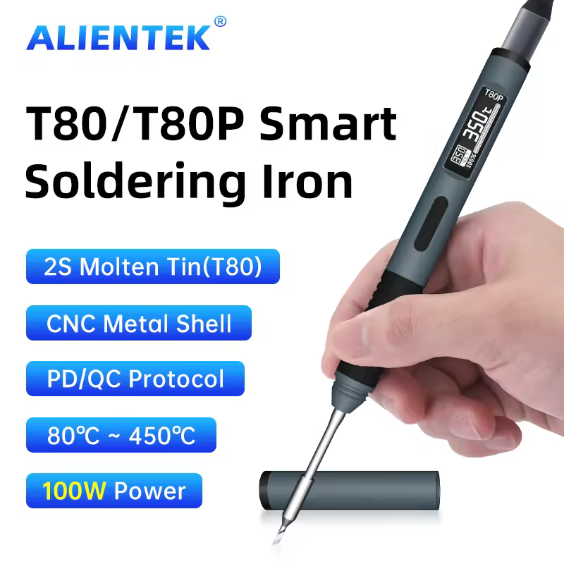 ALIENTEK T80/T80P Soldering Iron Adjustable Temperature 100W Fast Heat Portable Digital Smart Electric Welding Station Kit C245 image_0