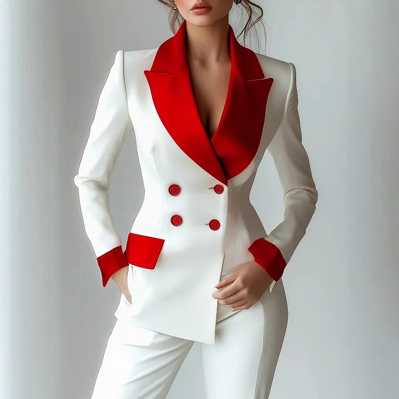 Women's Autumn Spring Blouse Blazer Coat Long Sleeve Button-Up Blazer Collar Patchwork Pocket New Minimalist Comfortable Niche
